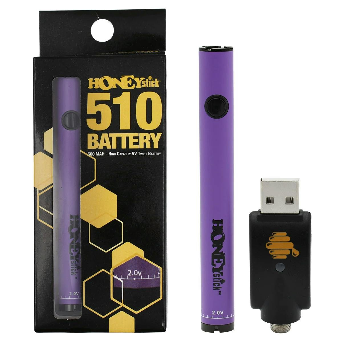 510 Twist 500mAh VV Battery  Purple  Honey Stick