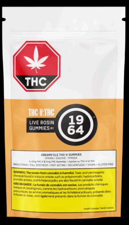 Thc-v:thc Orange Creams'cle Live Rosin 2 X 5mg Sativa Gummies | 1964