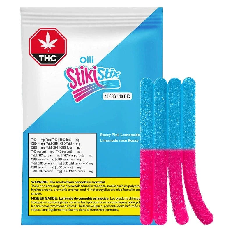 Sour Razzy Pink Lemonade - 4 x 2.5mg Hybrid Gummies | Olli StikiStix
