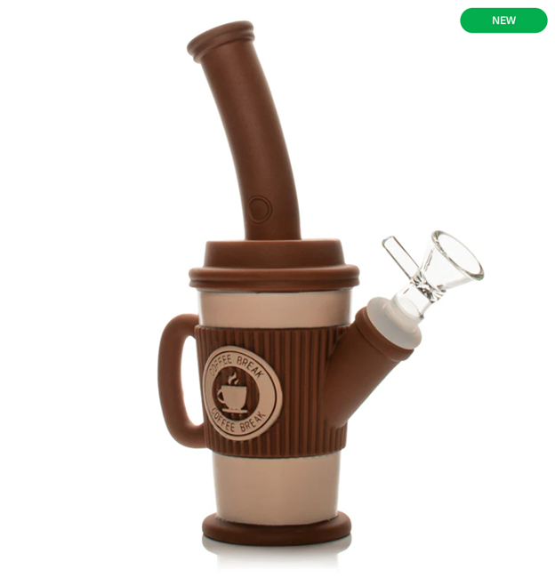 LIT Silicone 8" Tall Coffee Cup Water Pipe W/Glass Bowl