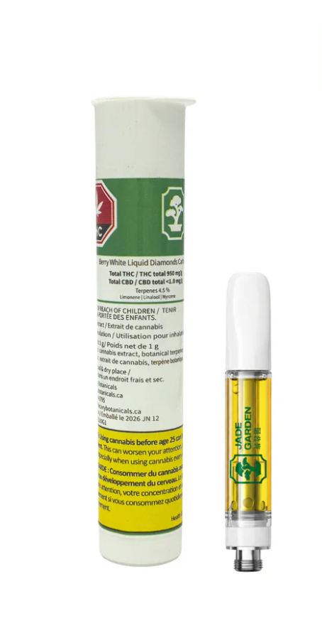 Berry White Liquid Diamonds - 1g Indica Vape Cart | Jade Garden 