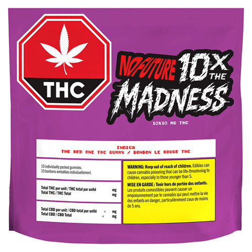 10x The Madness The Red One - 10 x 10mg Indica Gummies | No Future