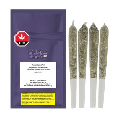 Product image Tropical Pocket Puffs - 4 x 0.5g Sativa Joints | Dime Bag 1