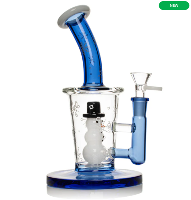 Red Eye Glass 8" Tall Snowman Bubbler