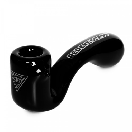 5" Sherlock Hand Pipe  Black  Red Eye