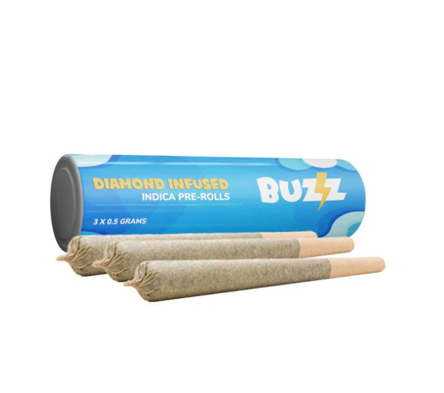 Diamond Infused Pre Roll - 3 x 0.5g Indica Infused Joints | Buzz Cannabis