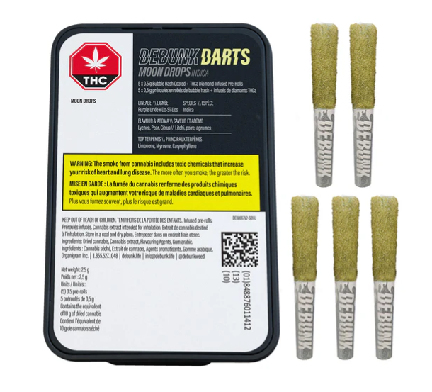 Moon Drops Bubble Hash Coated - 5 X 0.5g Indica Infused Joints | Debunk