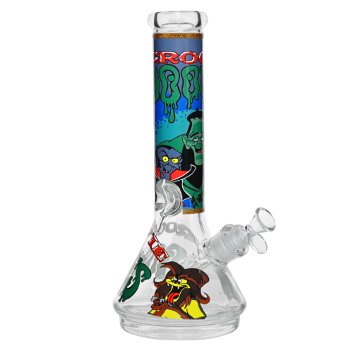 12" 7mm Mystery Rips Glass Bong  Monsters  Smoke Arsenal