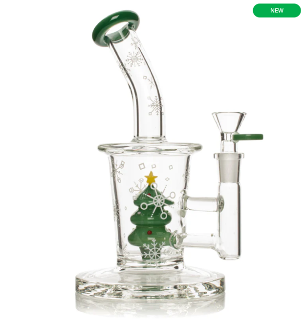 Red Eye Glass 8" Tall Christmas Tree Bubbler