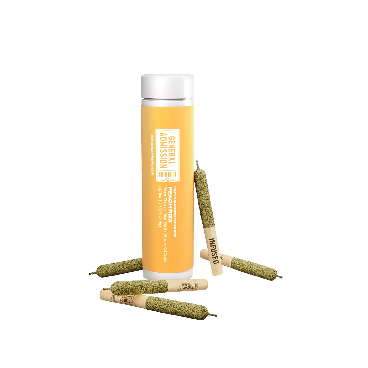 Product image Peach Rizz Hi-fi Infused - 5 X 0.5g Sativa Infused Joints | General Admission 1