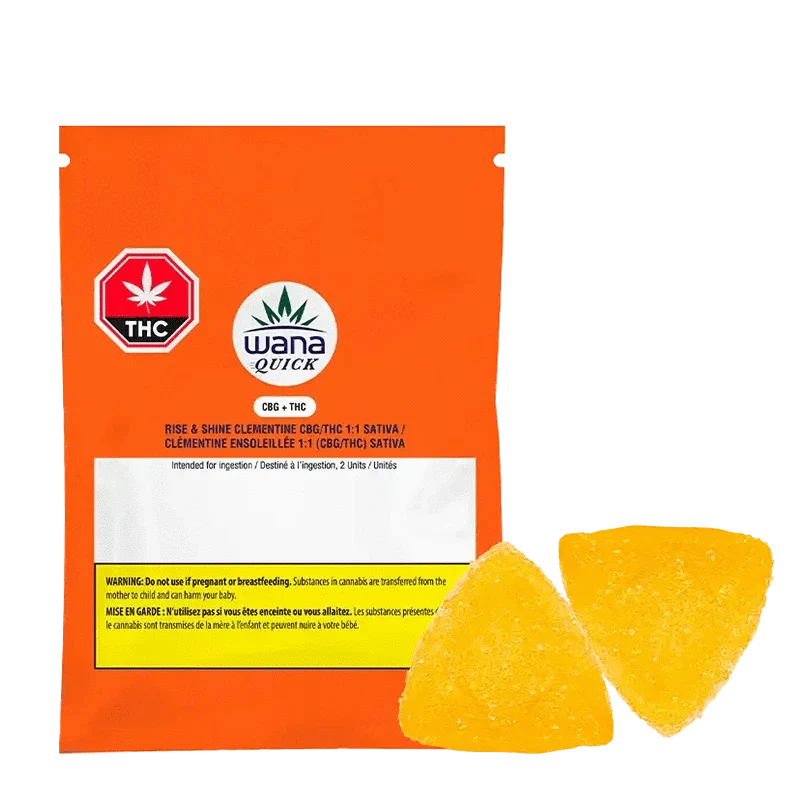 Product image Rise & Shine Clementine 1:1 - 2 X 5:5 THC/CBG Sativa Gummies | Wana Quick 1