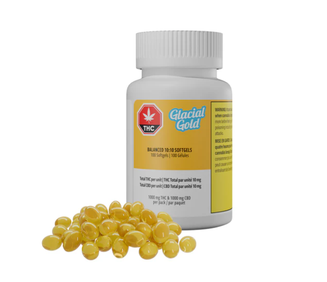 Balanced 10:10 Softgels - 100 X 0.345 Indica Capsules & Softgels | Glacial Gold