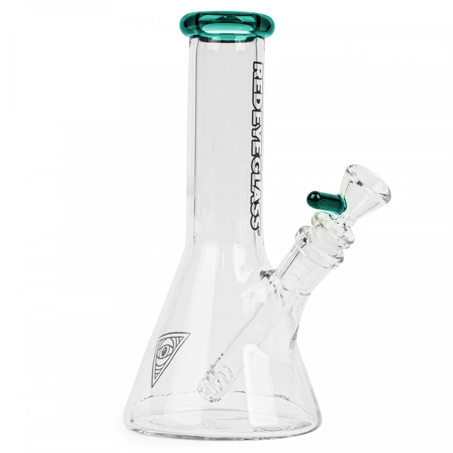 Glass 8" Tall Teal Beaker Tube Bong  | Red Eye