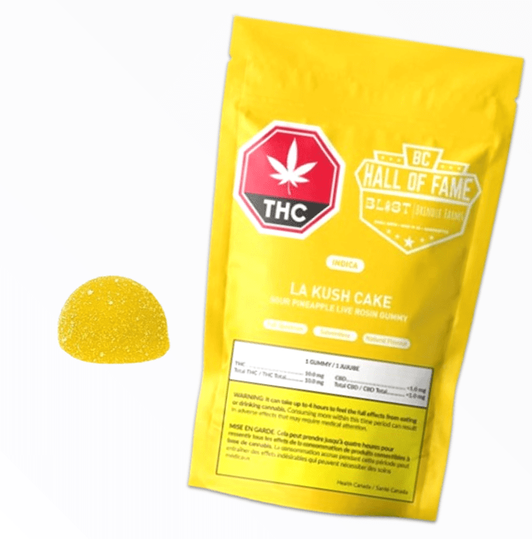 Sour Pineapple La Kush Cake Live Rosin 1 x 10mg Indica Gummy | Blast 		