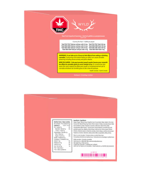 Real Fruit Grapefruit THC:CBG:CBC - 10 X 10:10:10mg Sativa Gummies | Wyld