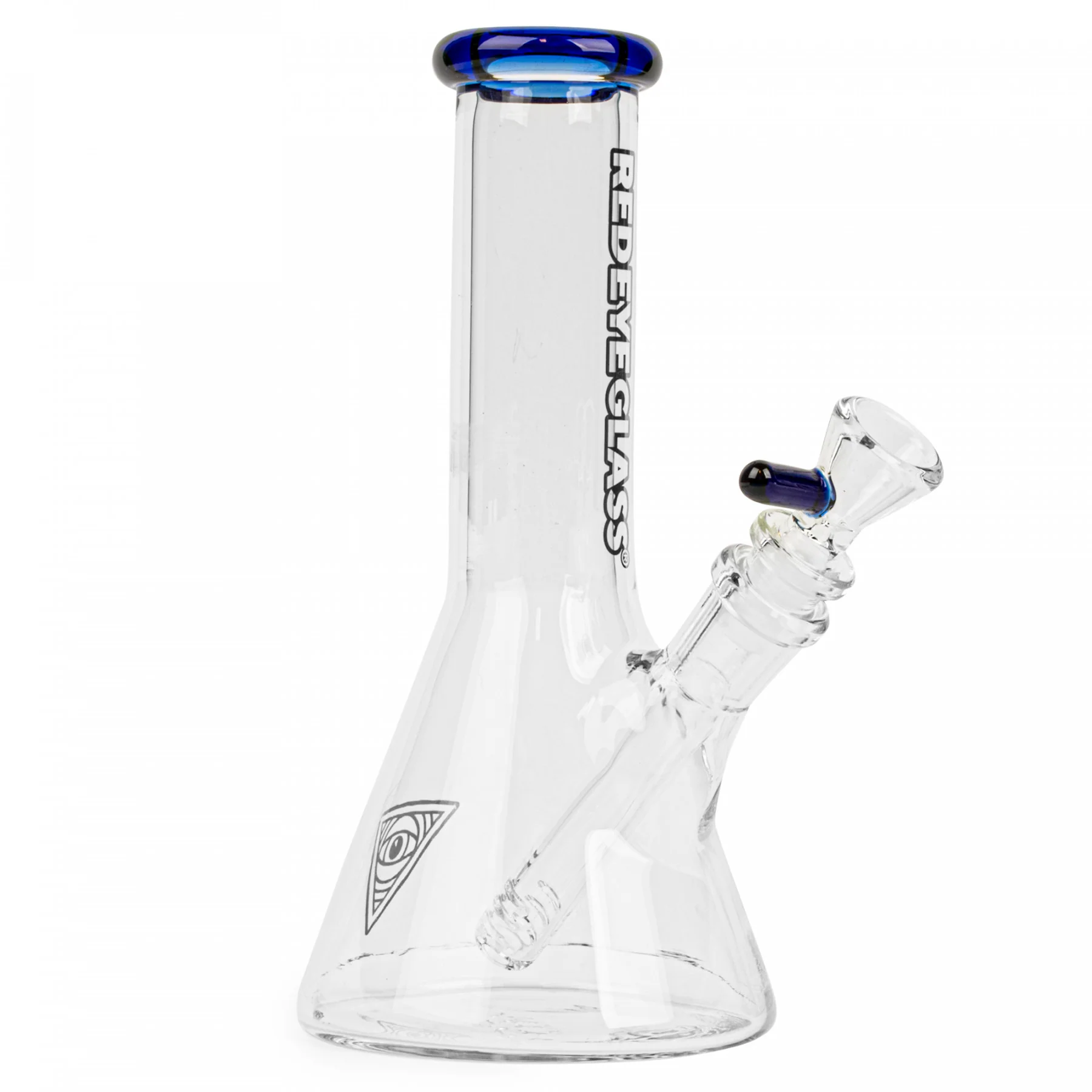 Glass 8" Beaker Tube Bong - Blue  | Red Eye