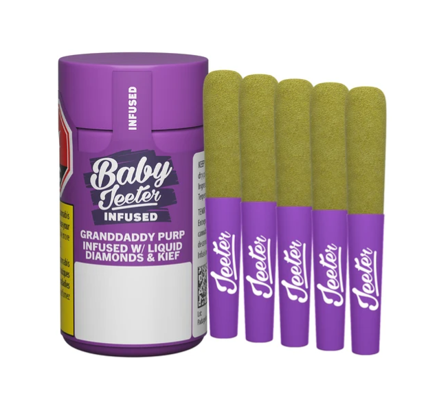 Baby Jeeter Granddaddy Purp Infused - 5 X 0.5g Indica Infused Joints | Jeeter
