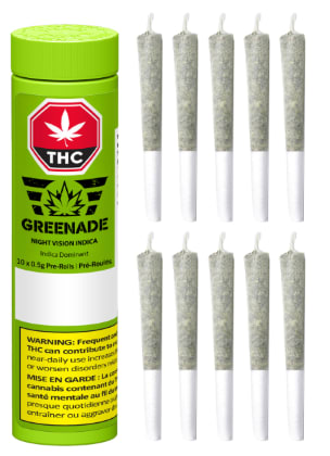 Night Vision - 10 X 0.5g Indica Joints | Greenade