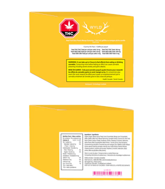 Real Fruit Sour Peach Mango - 30mg:10mg CBG/THC Sativa Gummies | Wyld