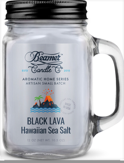 12oz Black Lava Hawaiian Sea Salt Candle  Beamer
