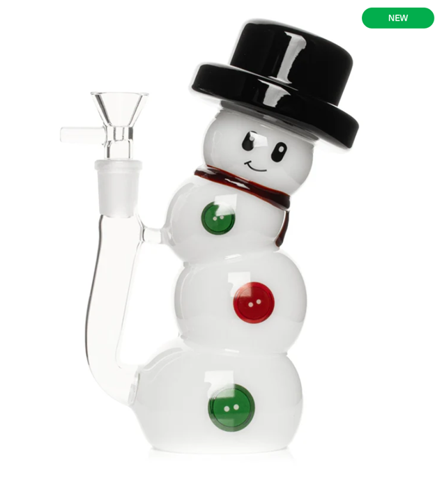 Red Eye Glass 7" Tall Snowman Bubbler 