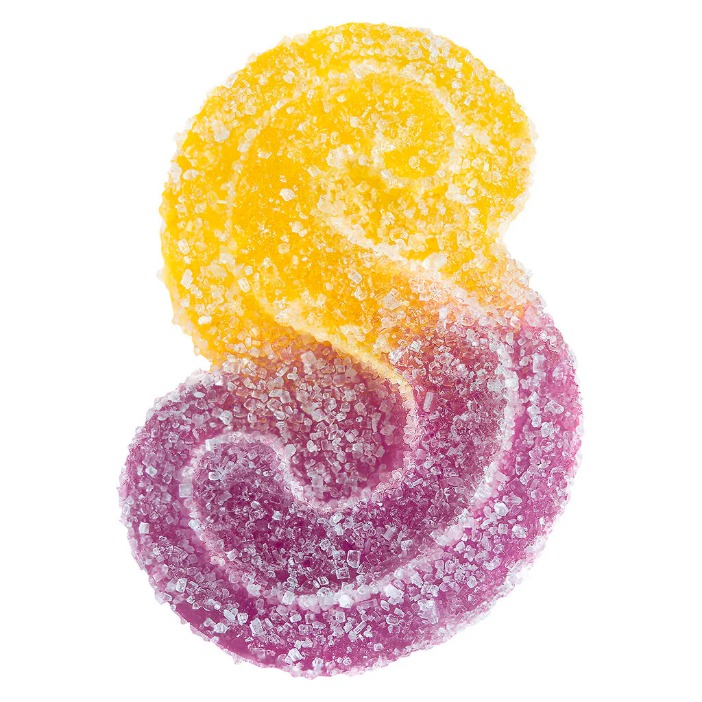 Fully Blasted Peach Passionfrt CBC:THC - 10 X 10/10mg Indica Gummies | Sourz By Spinach