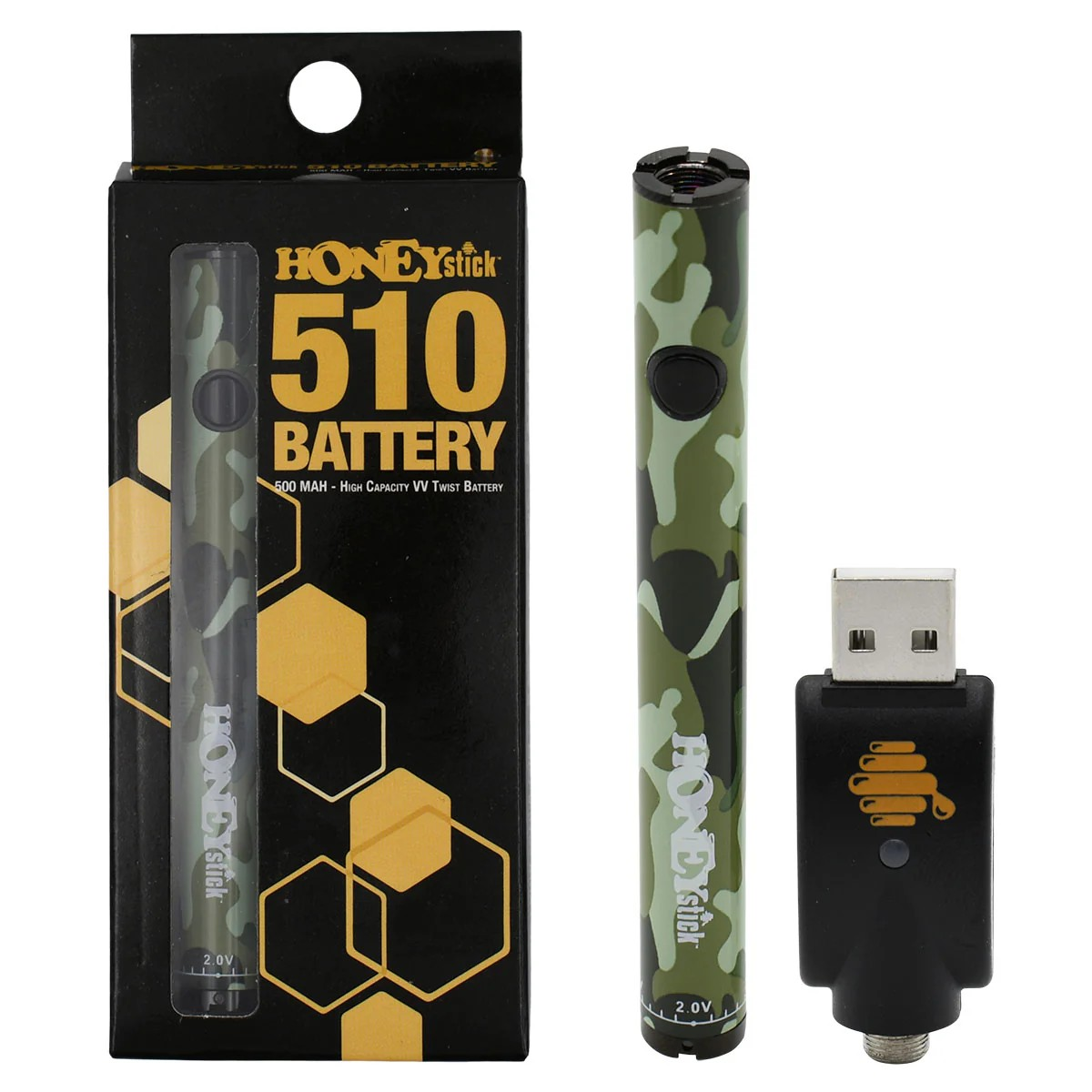 510 Twist 500mAh VV Battery  Camo  Honey Stick