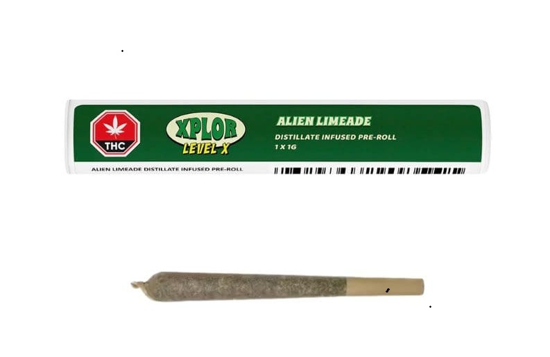 Alien Limeade Distillate Infused - 1g Indica Infused Joints | Xplor Level X