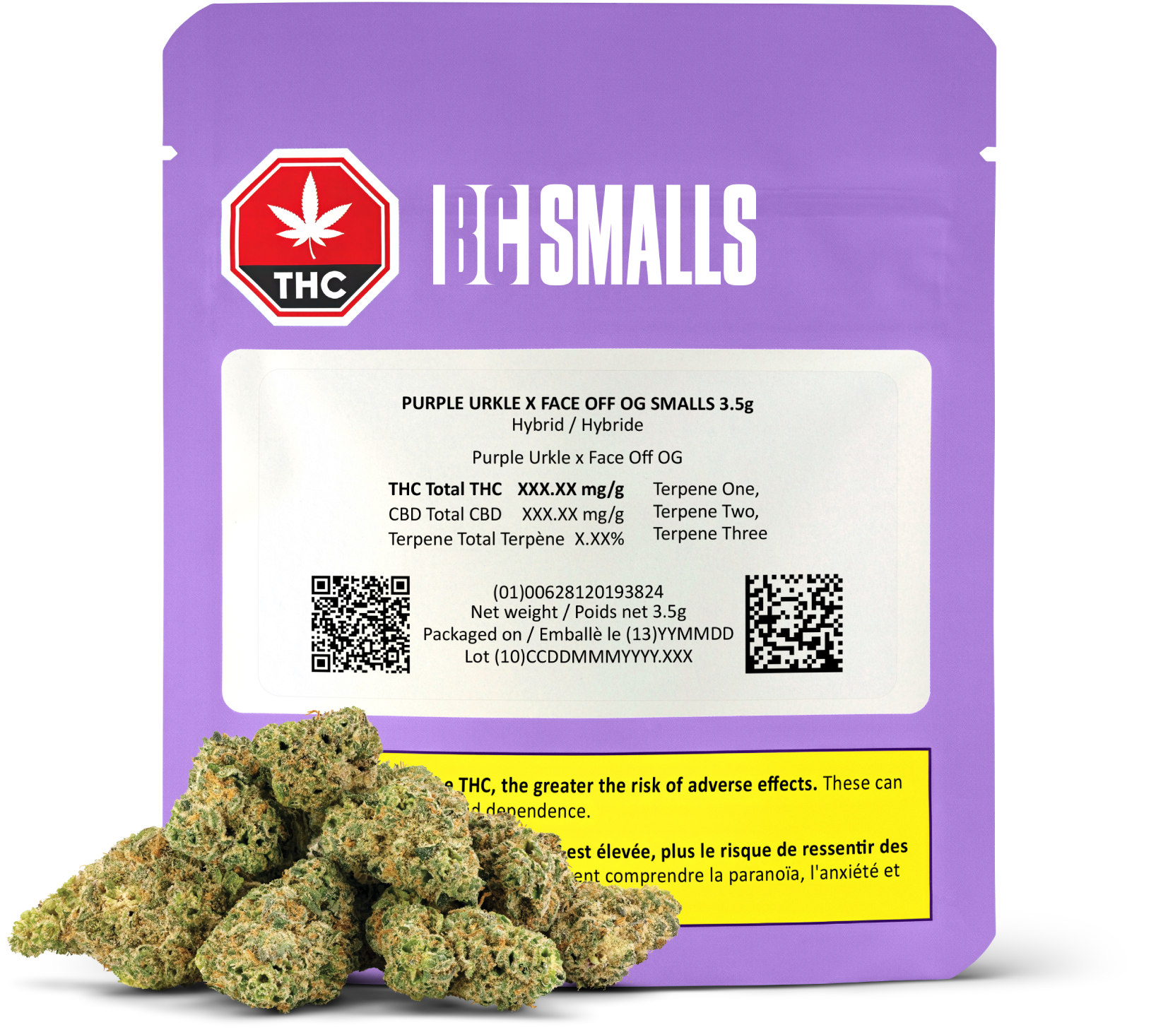 Purple Urkle X Face Off Og Smalls - 3.5g Hybrid Whole Flower | Bc Smalls