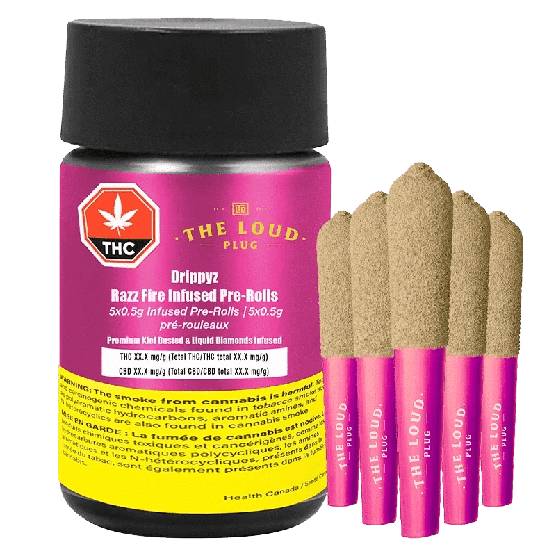 Drippyz Razz Fire - 5 x 0.5g Indica Infused Joints | The Loud Plug