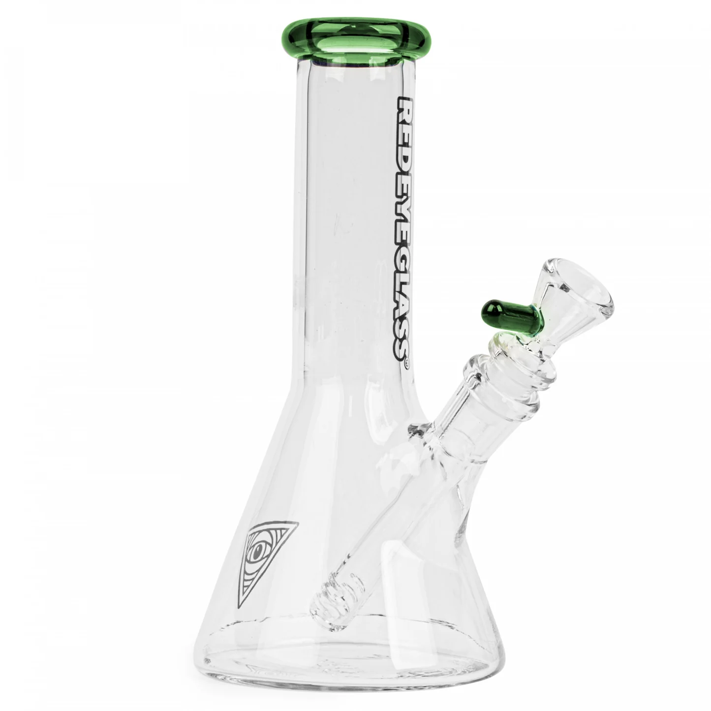 Glass 8" Tall Green Beaker Tube Bong | Red Eye 