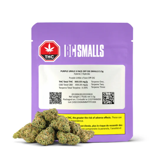 Purple Urkle X Face Off Og Smalls - 3.5g Hybrid Whole Flower | Bc Smalls