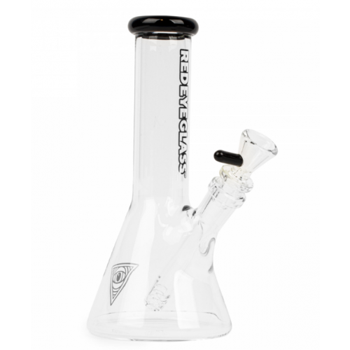 Glass 8" Black Beaker Tube Bong | Red Eye